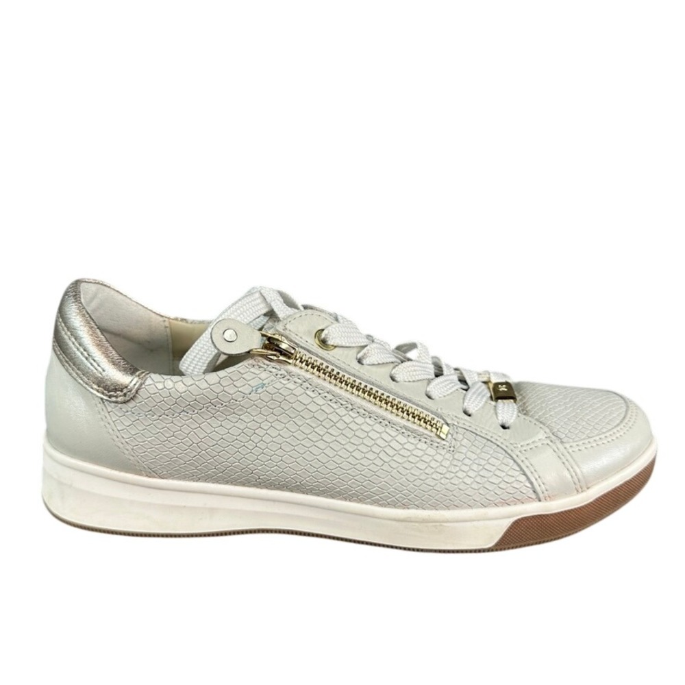 Ara High Soft Womens Sneakers Snakeskin Embossed Leather Side Zip Grey Size 6
